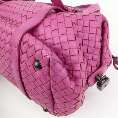 Bottega Veneta Boston Intrecciato Nappa, Pink, Leather, Handbag