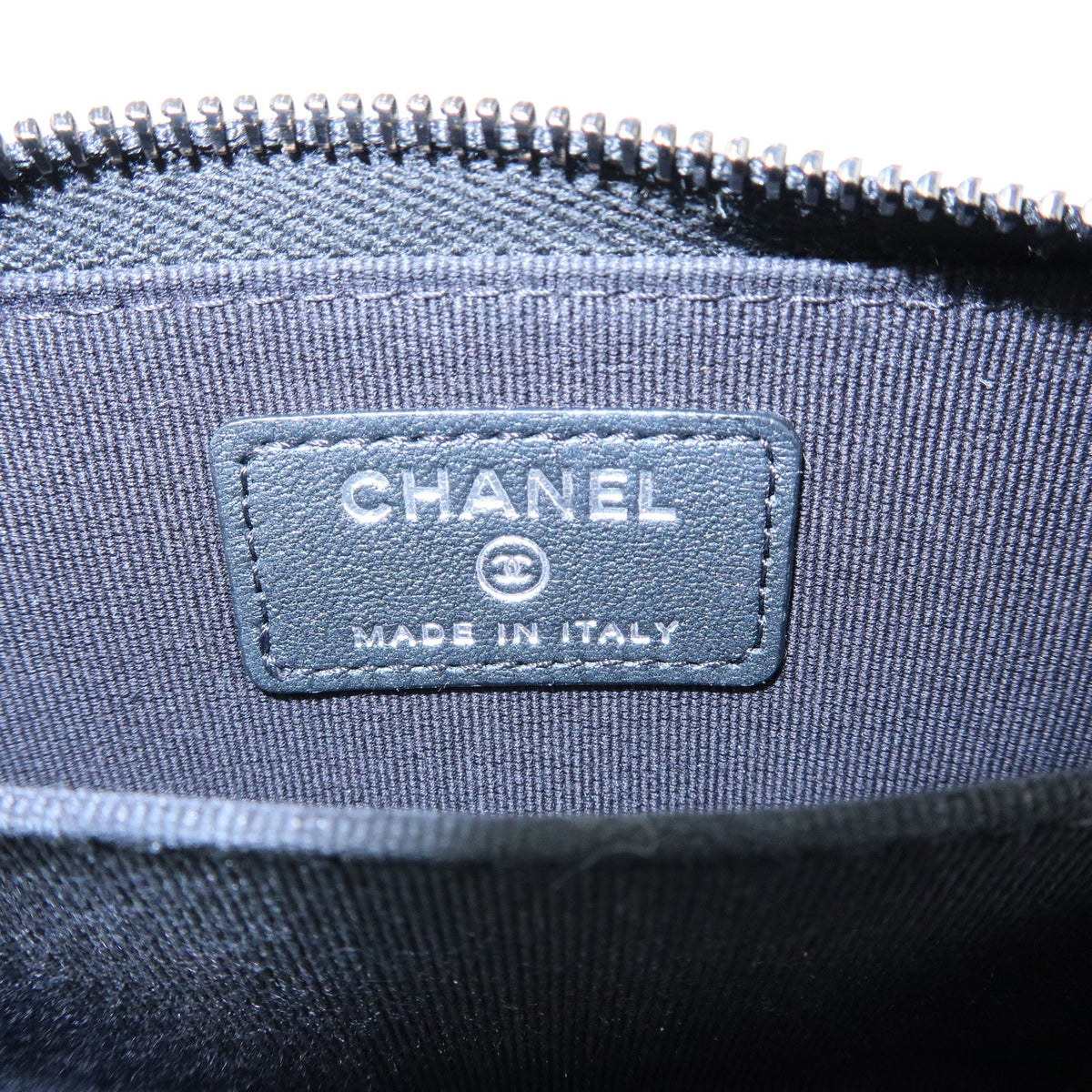 Chanel So Black CC Zip Coin Purse Quilted Lambskin, Black, Leather, Wallet