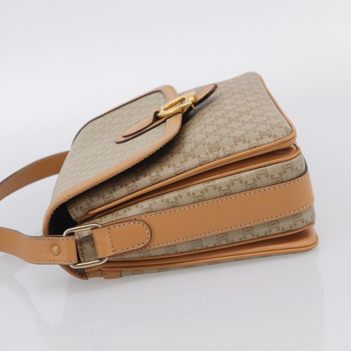 Celine Macadam Shoulder Canvas, Beige, Canvas, Crossbody Bag