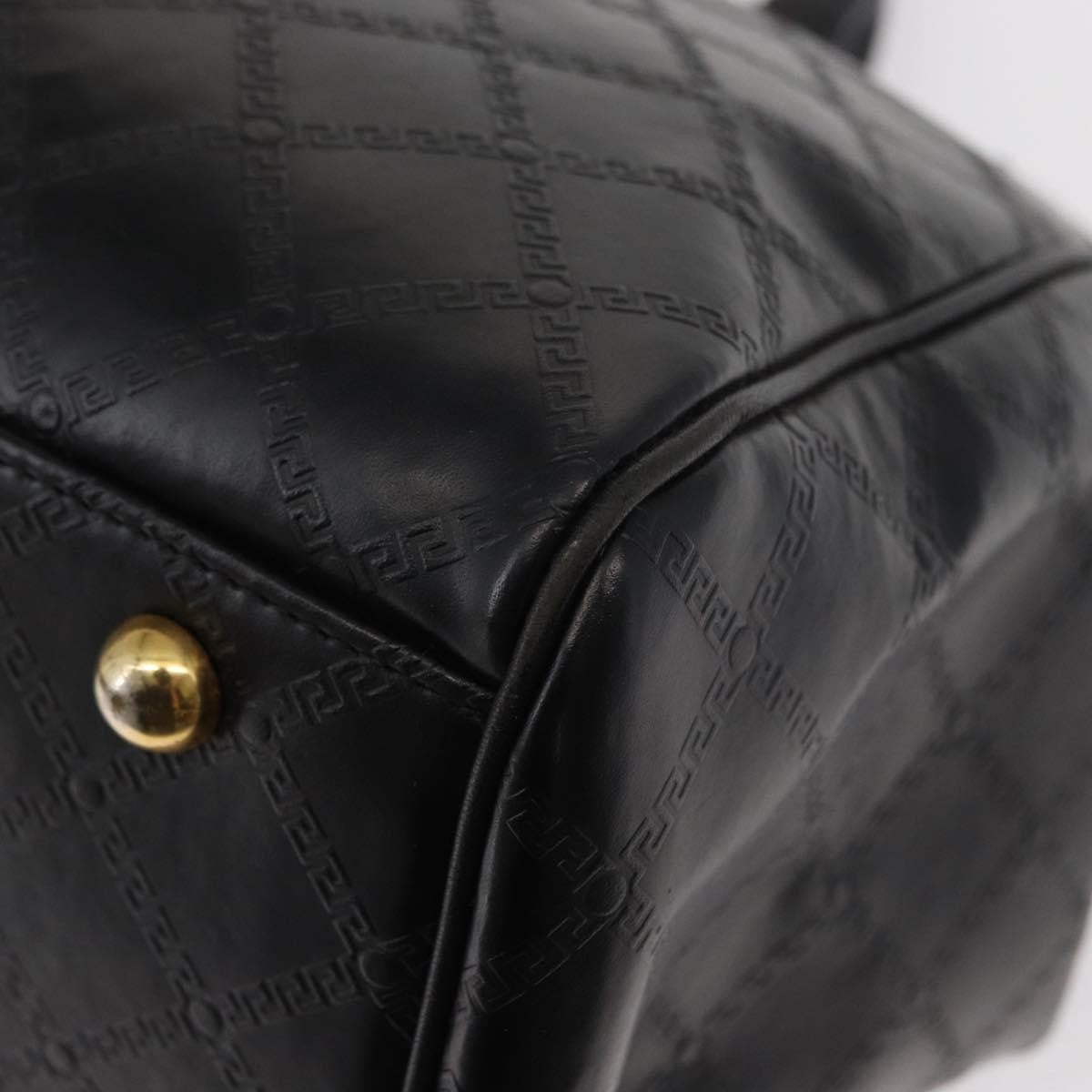 Versace Vintage Sun Duffle Embossed Leather, Yellow, Leather, Handbag
