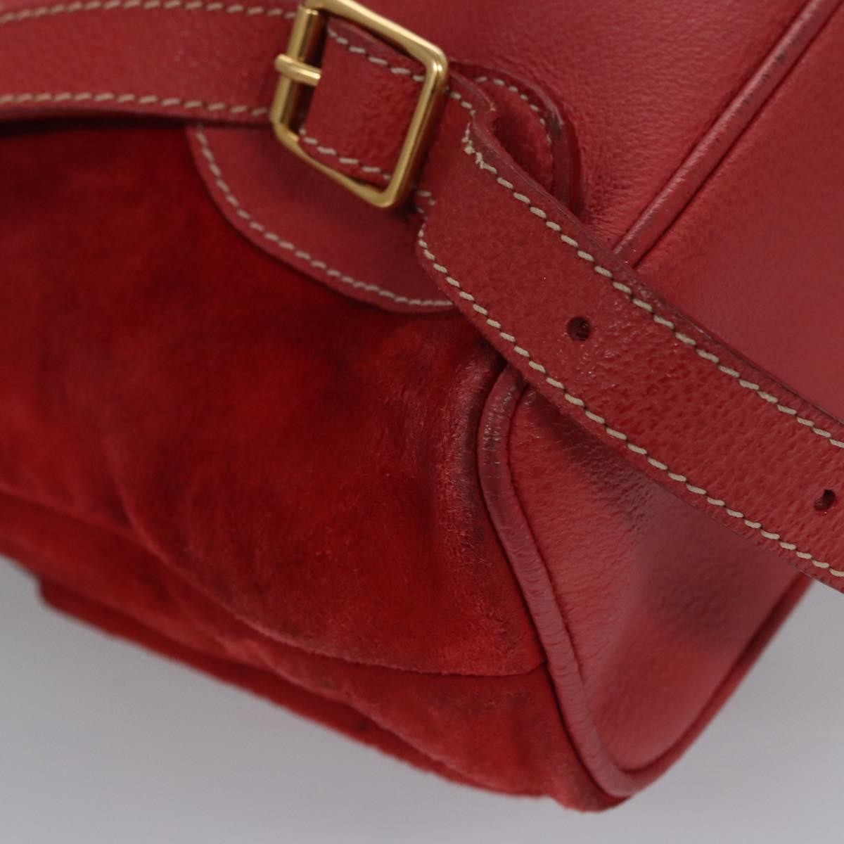 Gucci Vintage Bamboo Suede and Leather, Red, Suede, Backpack