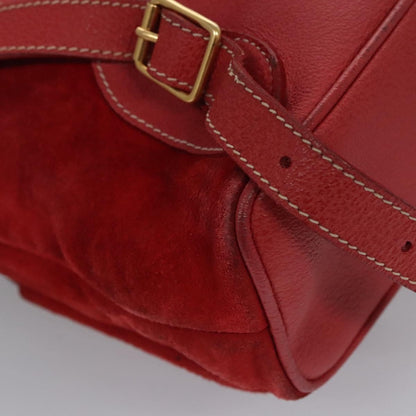 Gucci Vintage Bamboo Suede and Leather, Red, Suede, Backpack