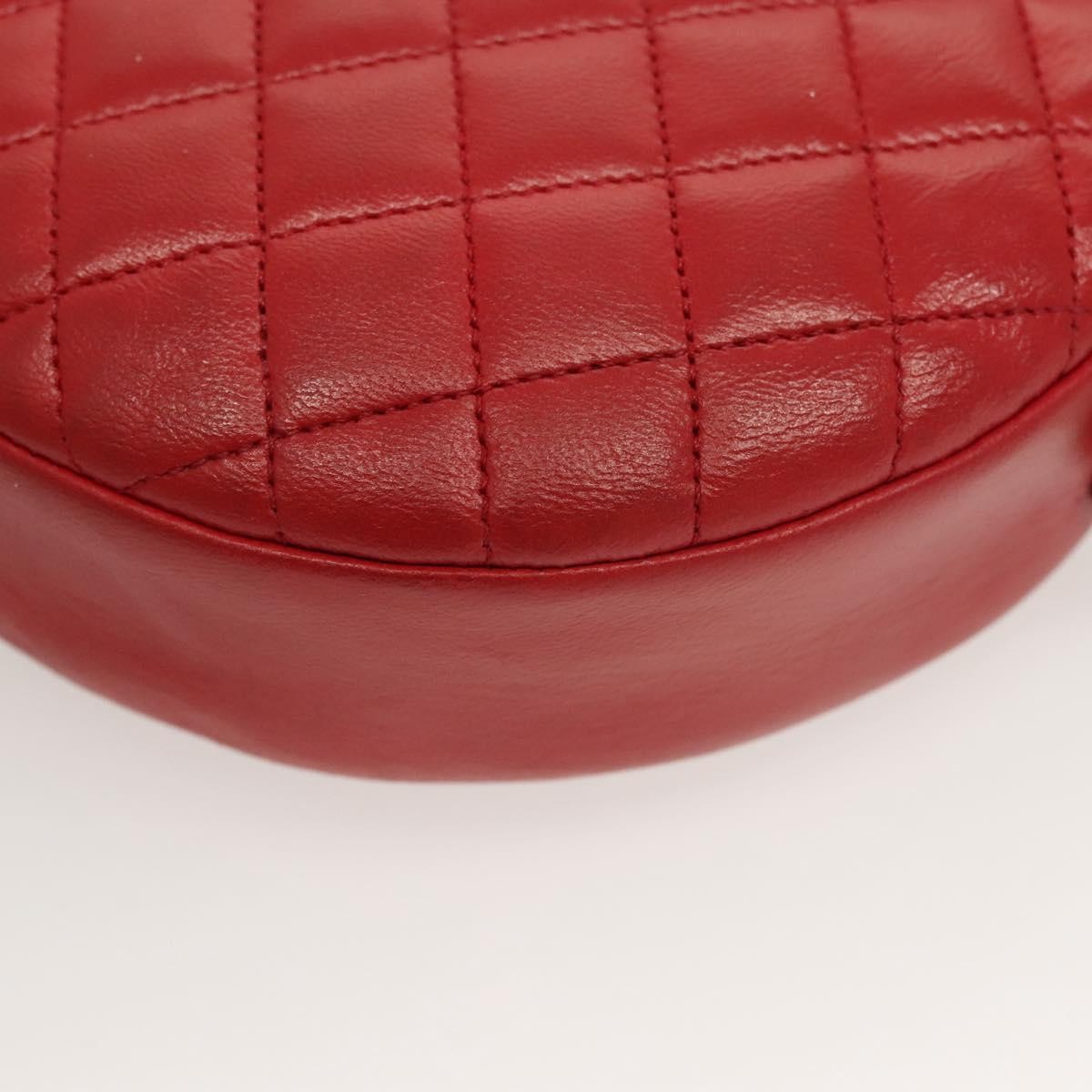 Chanel Vintage Round Tassel Quilted Lambskin, Red, Leather, Shoulder Bag