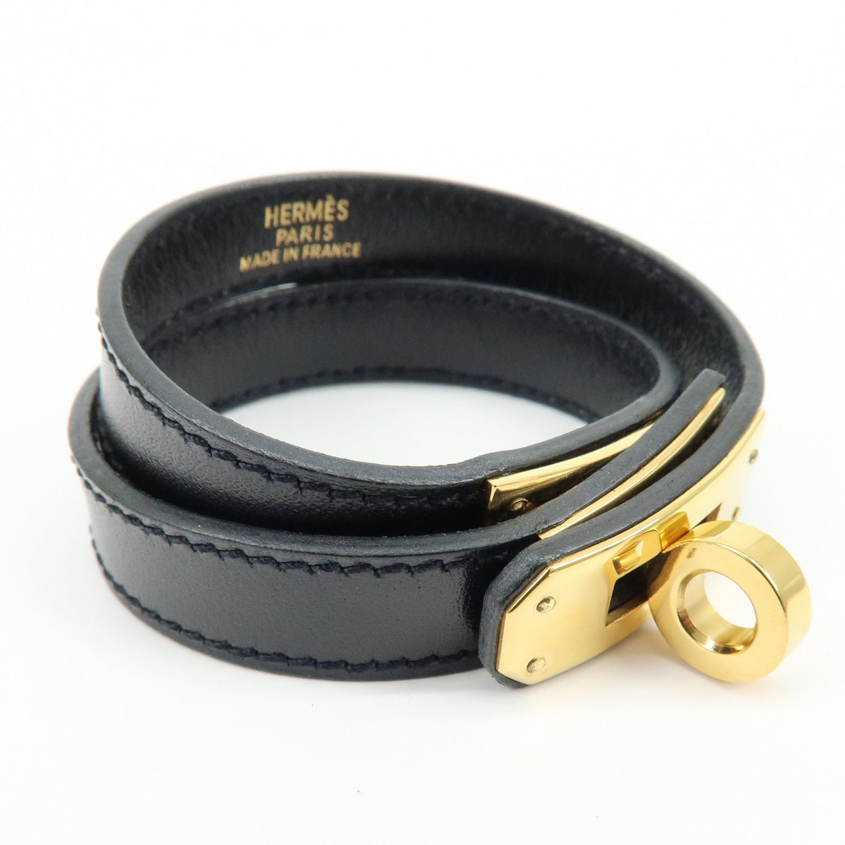 Hermes Kelly Double Tour Leather, Black, Leather, Bracelet
