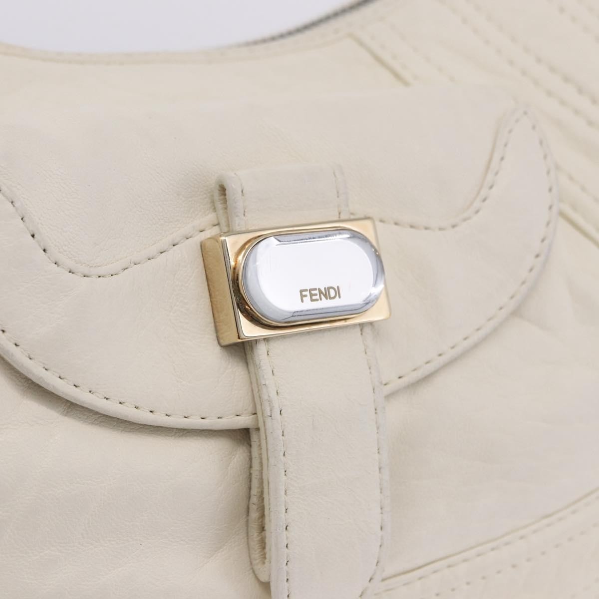 Fendi Spy Pocket Hobo Leather, White, Leather, Handbag