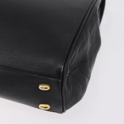 Celine Top Handle Leather, Black, Leather, Handbag