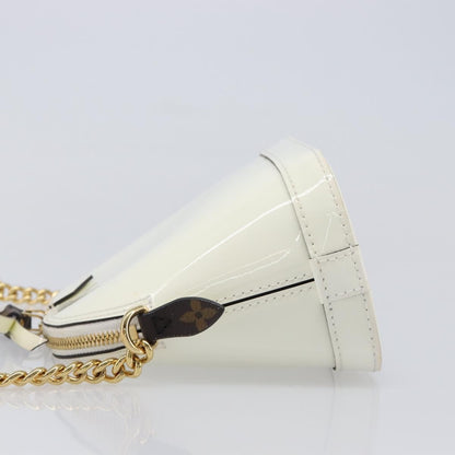 Louis Vuitton Alma Chain Vernis with Monogram Canvas, White, Patent Leather, Handbag
