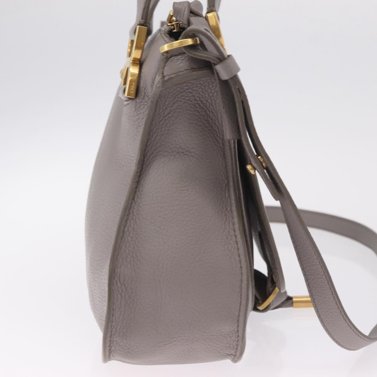 Chloe Marcie Satchel Leather, Gray, Leather, Handbag