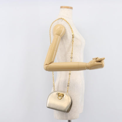 Salvatore Ferragamo Gancini Chain Leather, Gold, Leather, Shoulder Bag