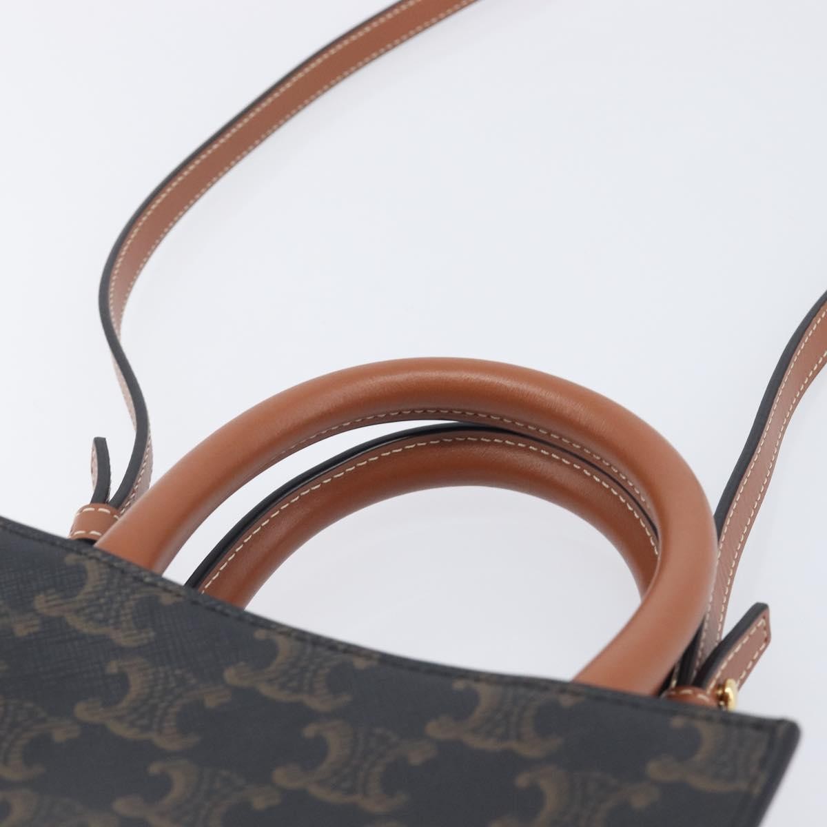 Celine Vertical Cabas Triomphe Coated Canvas, Black, Canvas, Tote Bag