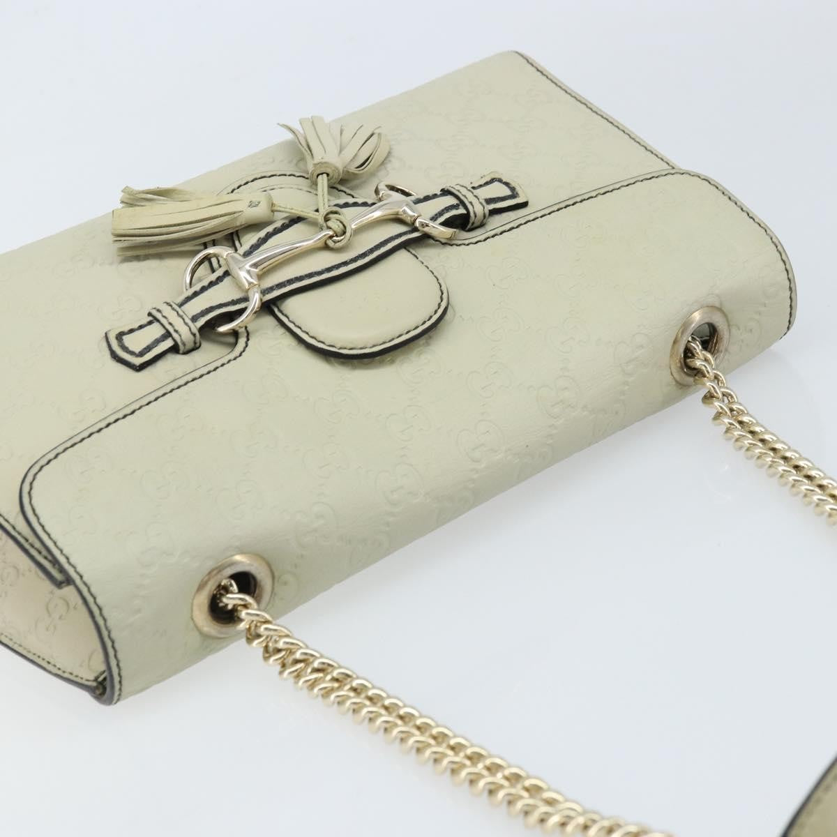 Gucci Emily Chain Flap Guccissima Leather, Beige, Leather, Shoulder Bag