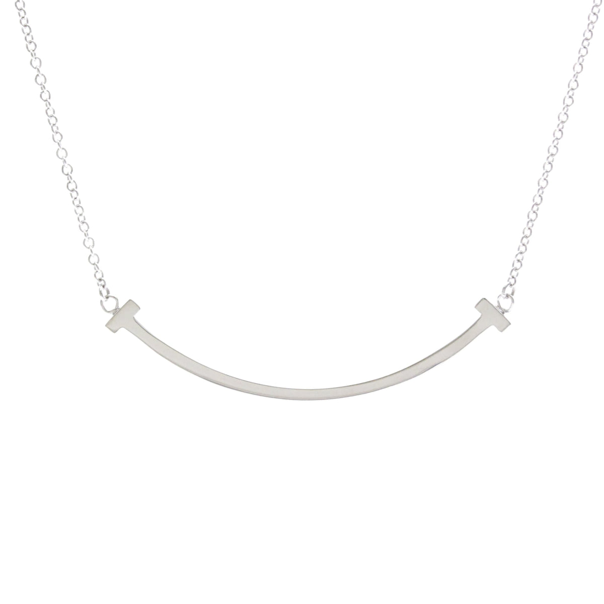 Tiffany & Co. T Smile Pendant 18K White Gold, Silver, White Gold, Necklace