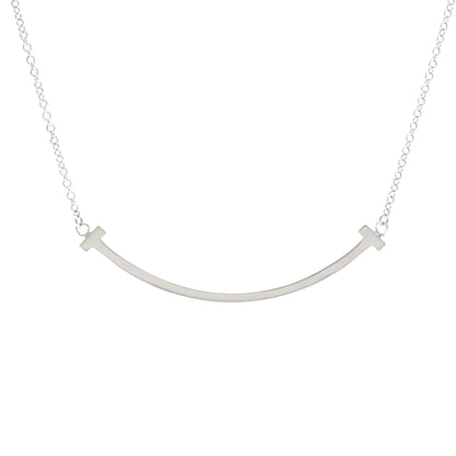 Tiffany & Co. T Smile Pendant 18K White Gold, Silver, White Gold, Necklace