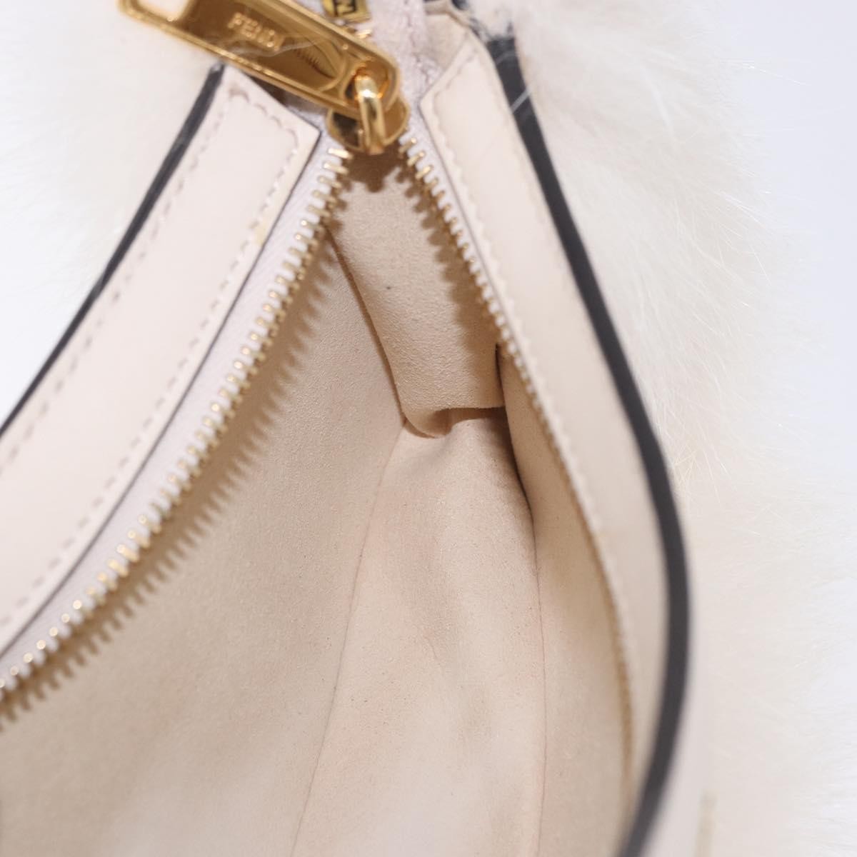 Fendi O'Lock Swing Leather with Fur, White, Leather, Shoulder Bag