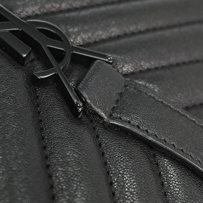 Saint Laurent Classic Monogram College Matelasse Chevron Leather, Black, Leather, Handbag