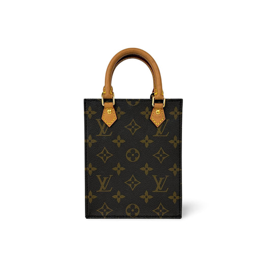 Louis Vuitton Petit Sac Plat Bag Monogram Canvas, Brown, Canvas, Handbag