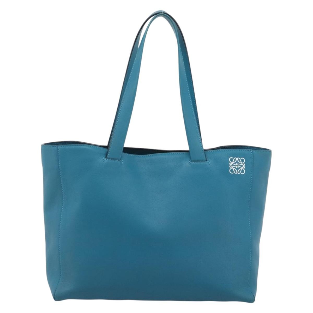 Loewe Anagram Leather, Blue, Leather, Tote Bag
