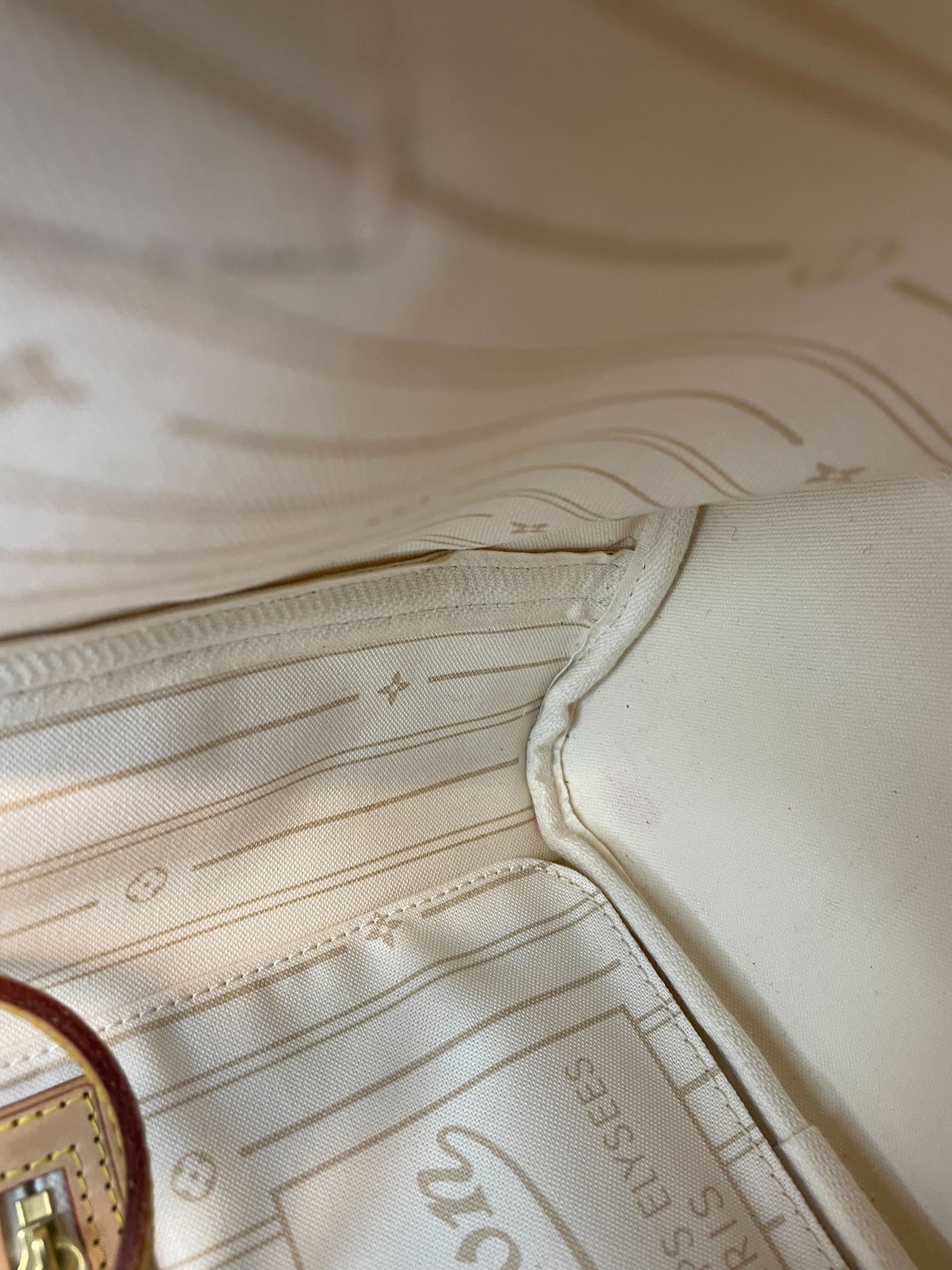 Louis Vuitton Neverfull Tote Damier, WHITE, CANVAS, Tote bag