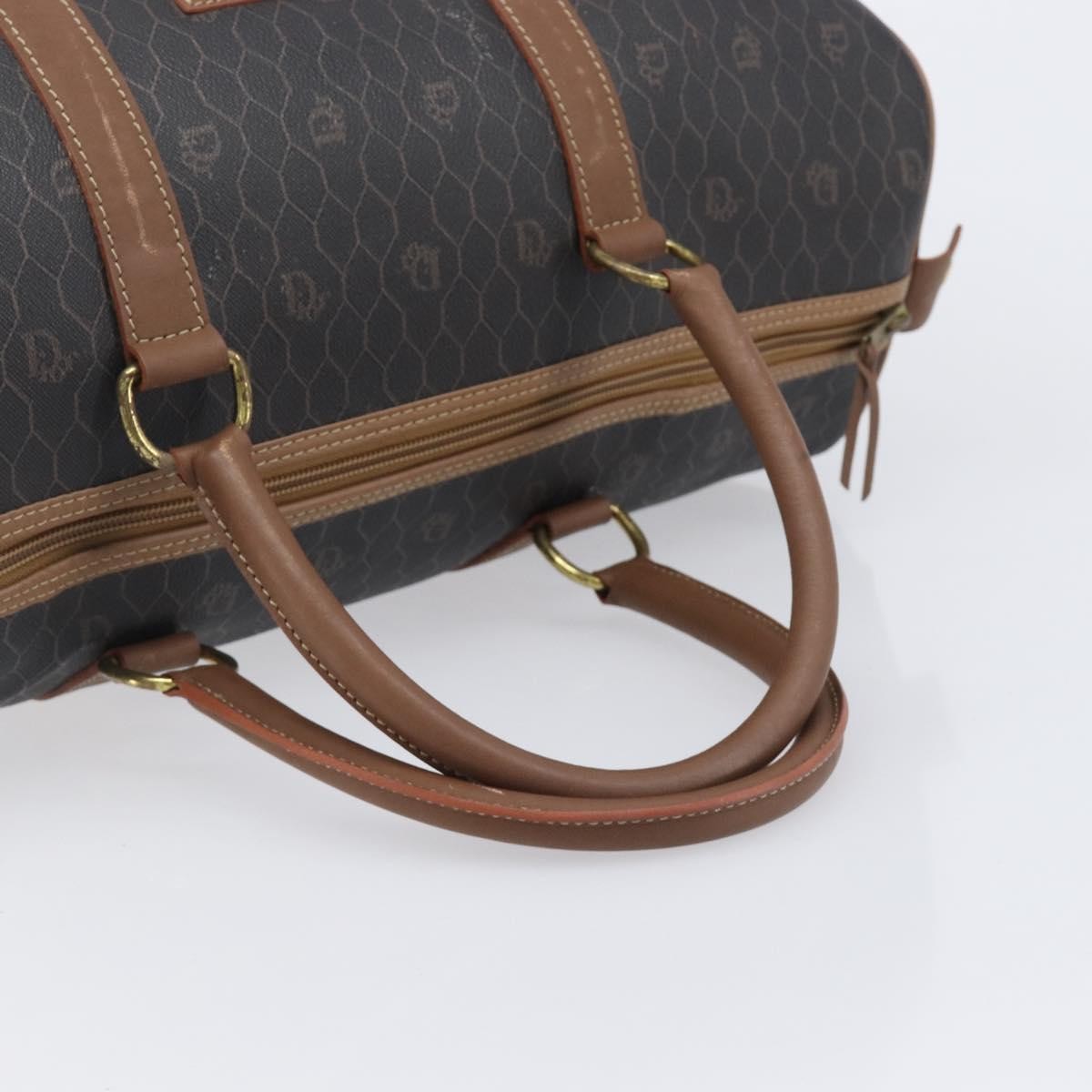 Christian Dior Vintage Honeycomb Boston Canvas and Leather, Black, Canvas, Travel Bag