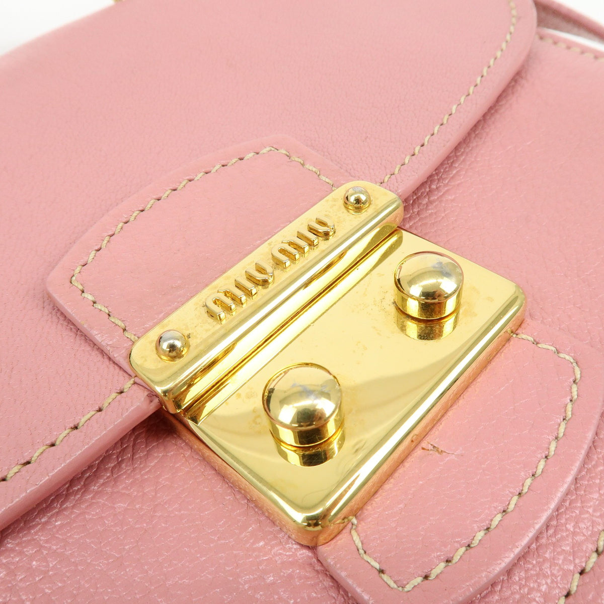 Miu Miu Madras Top Handle Leather, Pink, Leather, Handbag