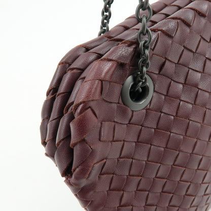Bottega Veneta Double Chain Intrecciato Nappa, Burgundy, Leather, Tote Bag