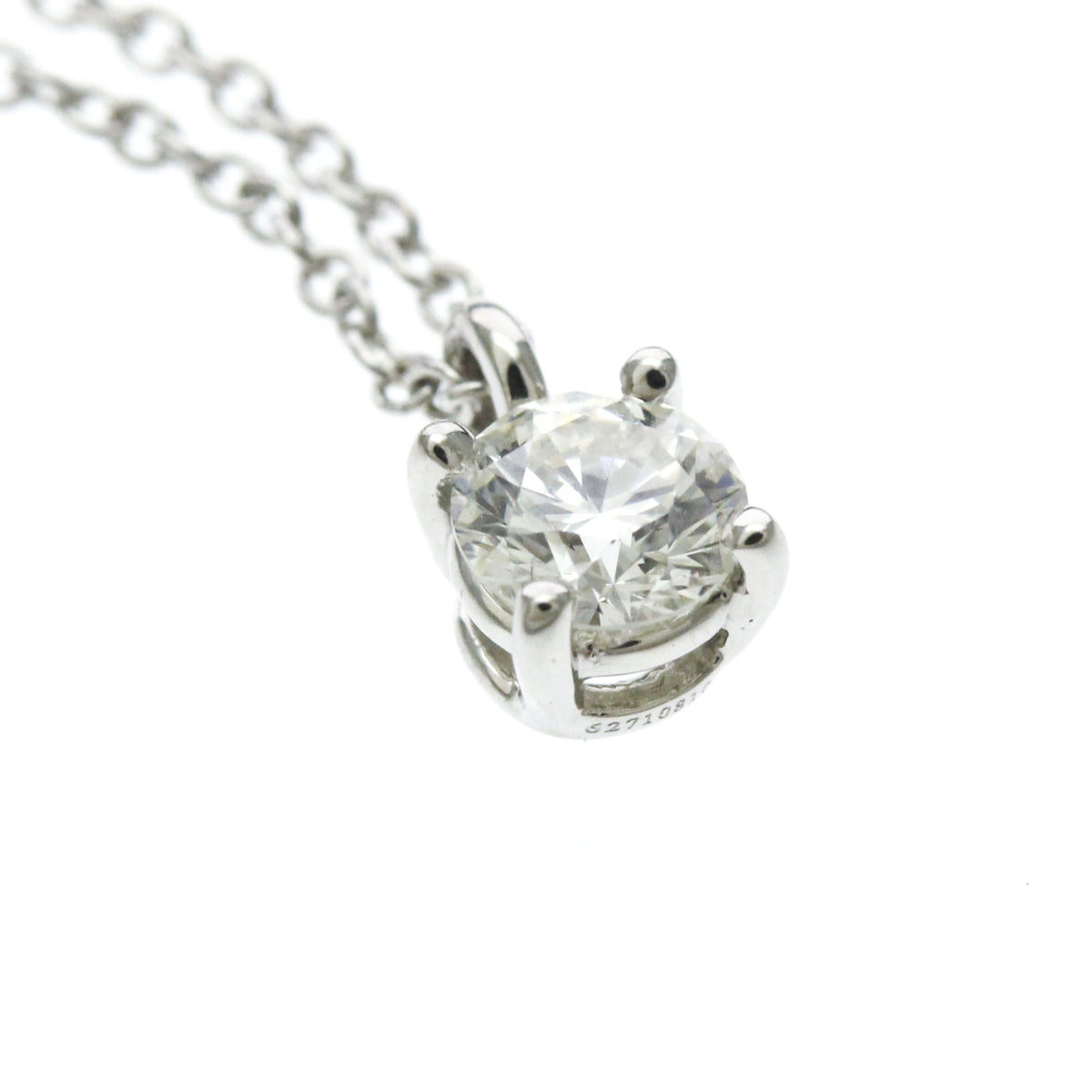 Tiffany & Co. Solitaire Pendant Platinum with Emerald Cut Diamond, Silver, Platinum, Necklace
