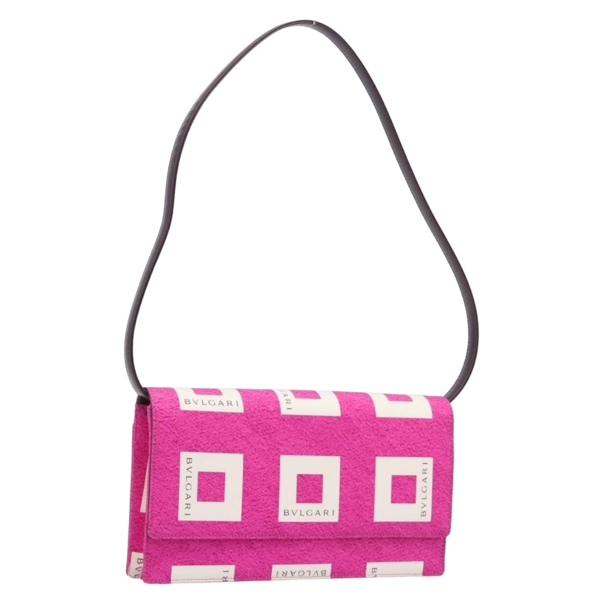 Bvlgari Clutch Canvas and Leather, Pink, Canvas, Clutch