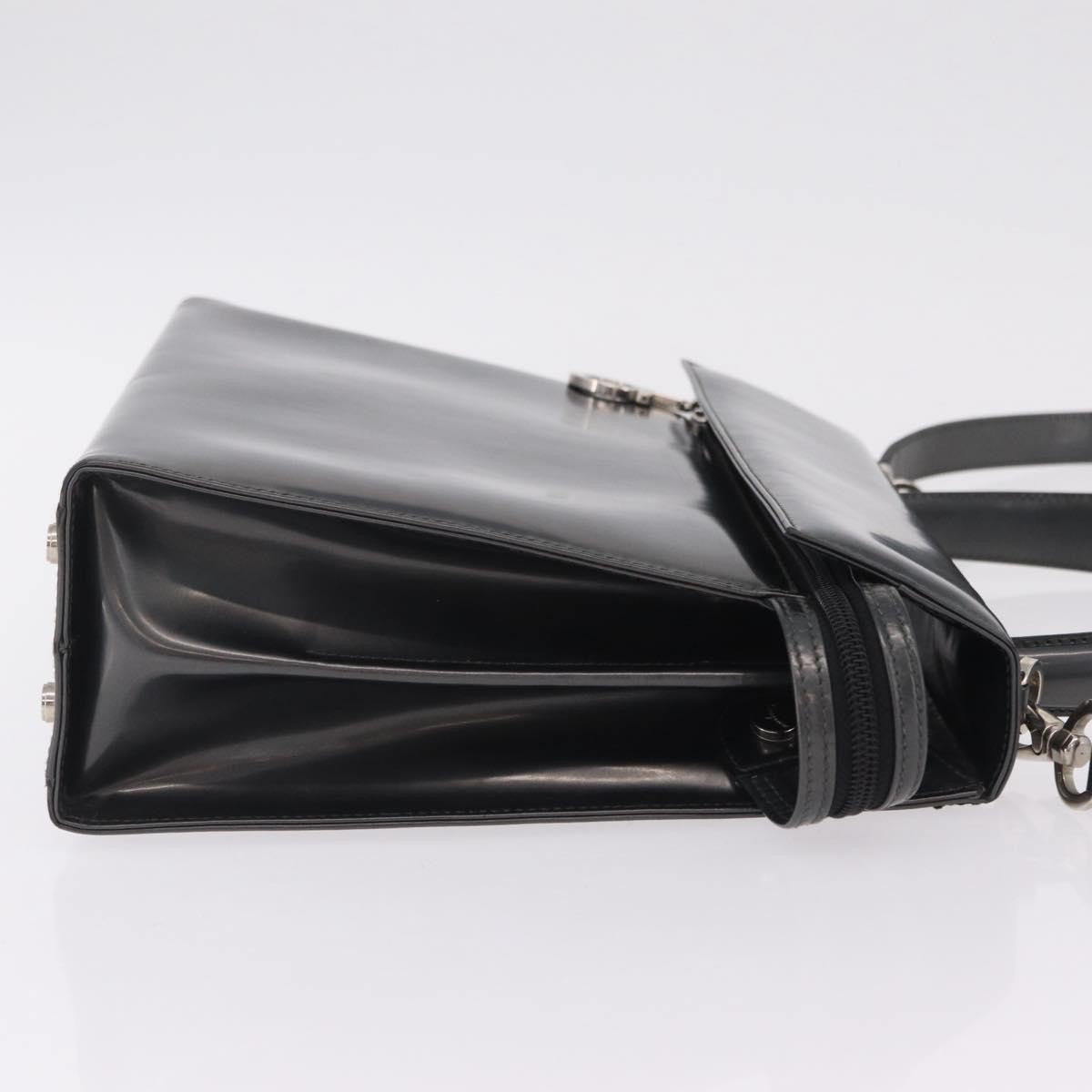 Salvatore Ferragamo Gancini Leather, Gray, Patent Leather, Handbag