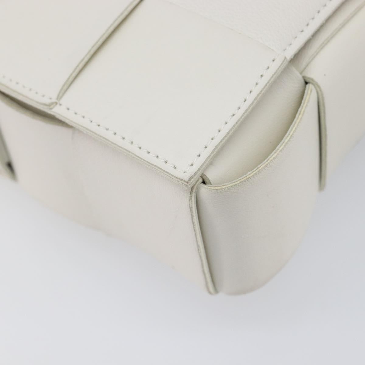 Bottega Veneta Cassette Maxi Intrecciato Leather, White, Leather, Crossbody Bag