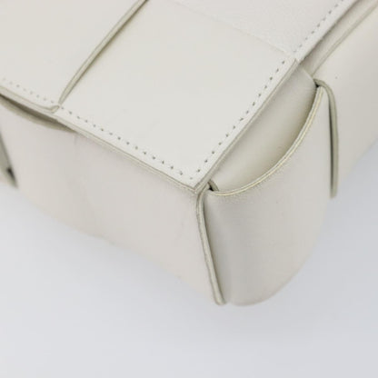 Bottega Veneta Cassette Maxi Intrecciato Leather, White, Leather, Crossbody Bag