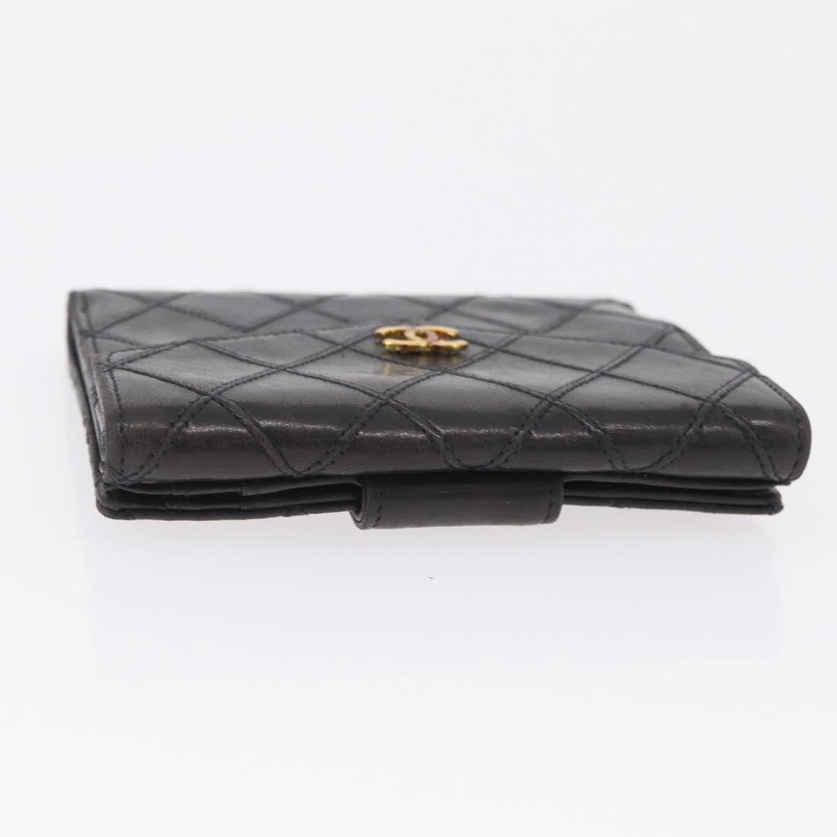 Chanel CC Compact Quilted Caviar, Black, Leather, Wallet