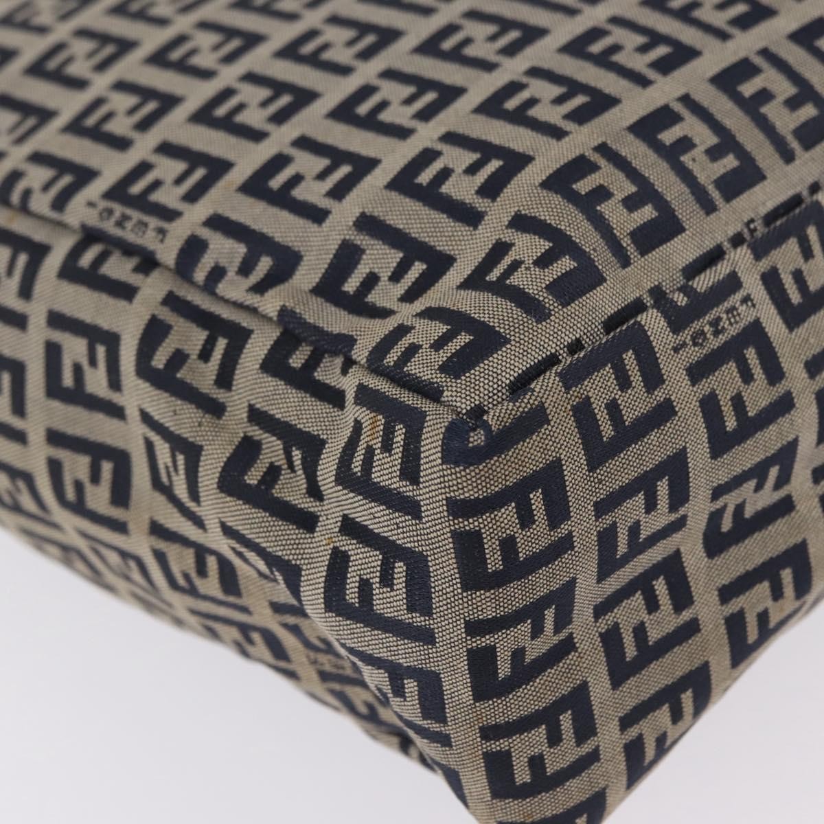 Fendi Vintage Shopping Zucchino Canvas, Navy, Canvas, Tote Bag