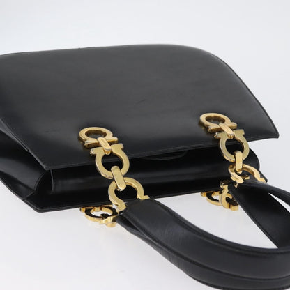 Salvatore Ferragamo Gancini Leather, Black, Leather, Handbag