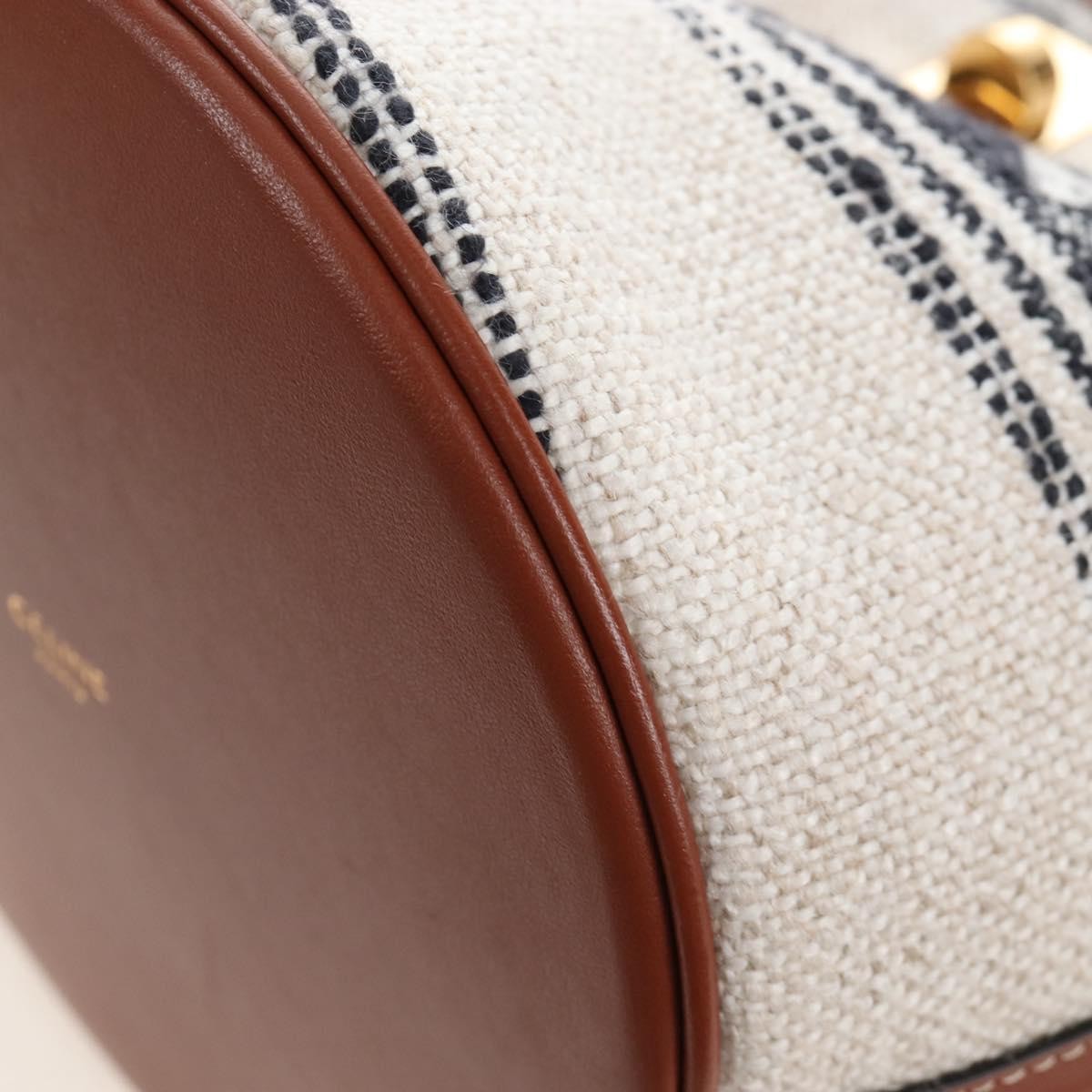 Celine Bucket 16 Raffia, Beige, Canvas, Handbag