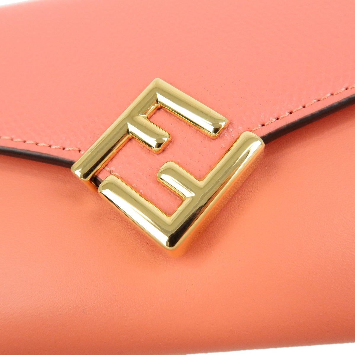 Fendi FF Diamonds Continental Chain Leather, Pink, Leather, Crossbody Bag