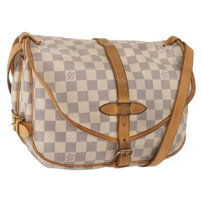 Louis Vuitton Saumur Damier Ebene, Beige, Canvas, Shoulder Bag