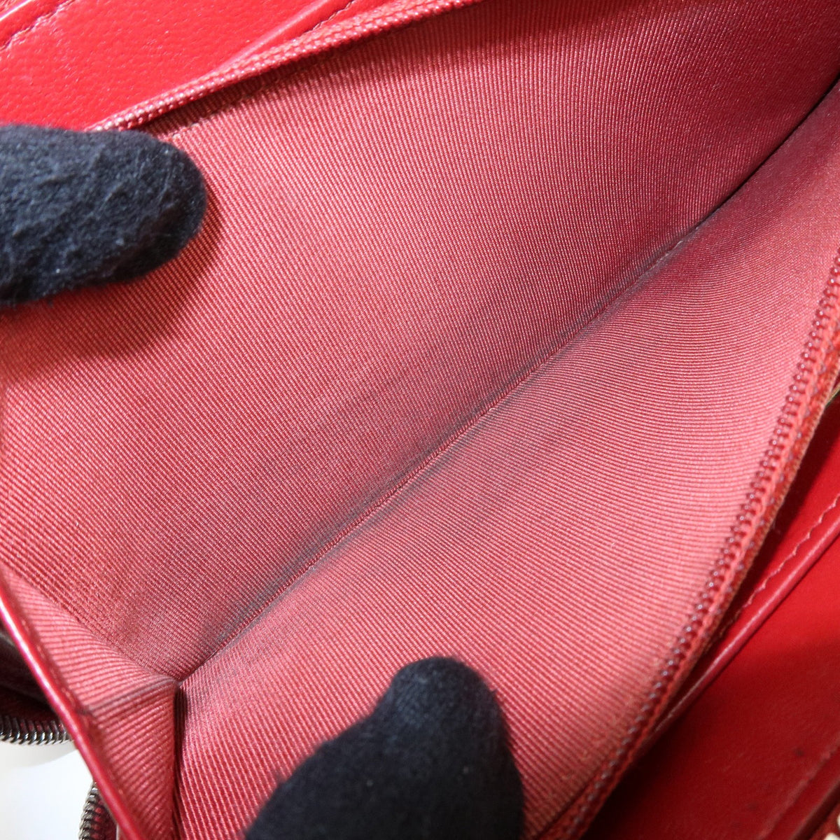 Chanel Zip Around Quilted Lambskin, Red, Leather, Wallet