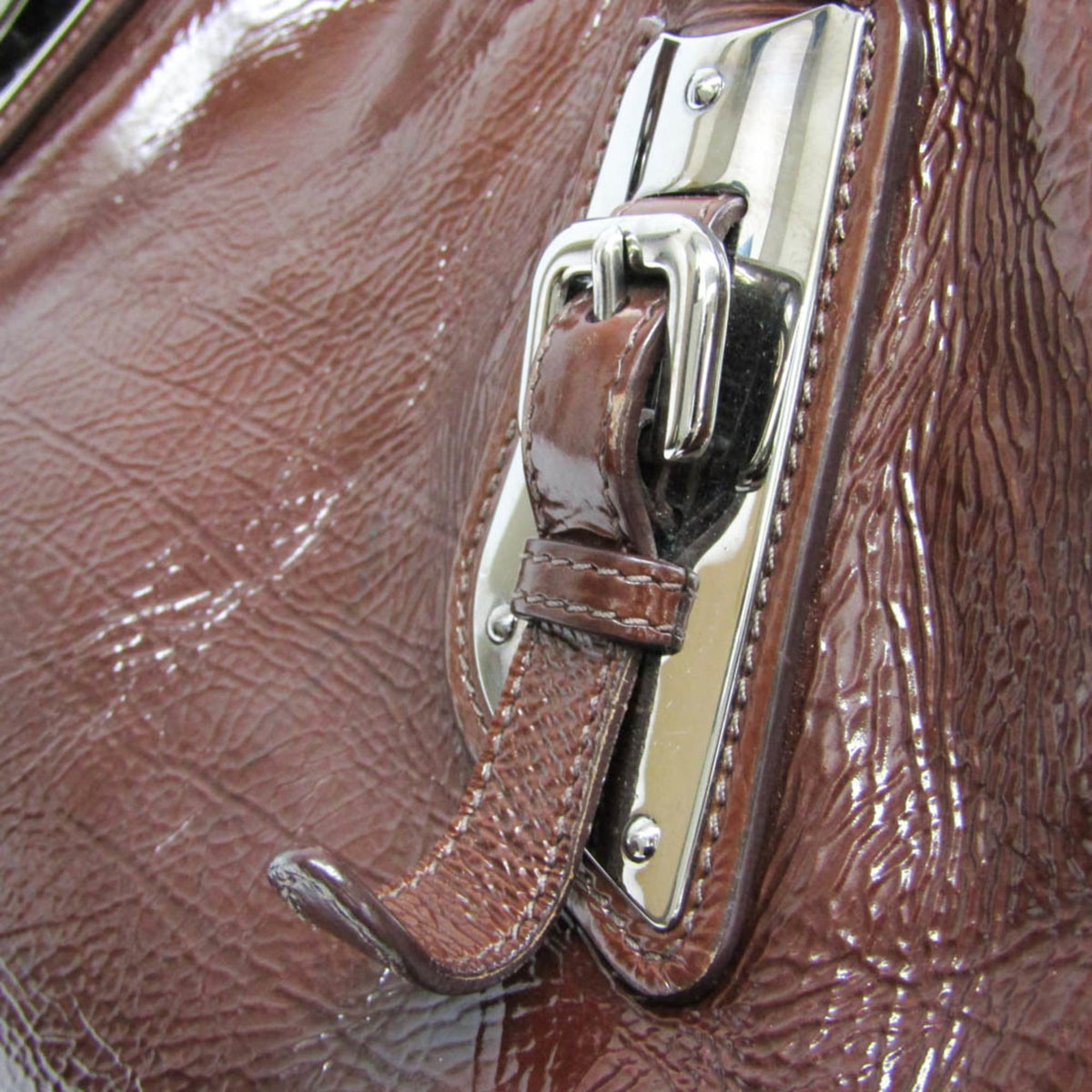 Prada Convertible Zippers Vernice Sfumata, Brown, Patent Leather, Tote Bag