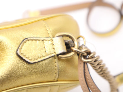 Gucci Pearly GG Marmont Embellished Matelasse Leather, Gold, Leather, Shoulder Bag