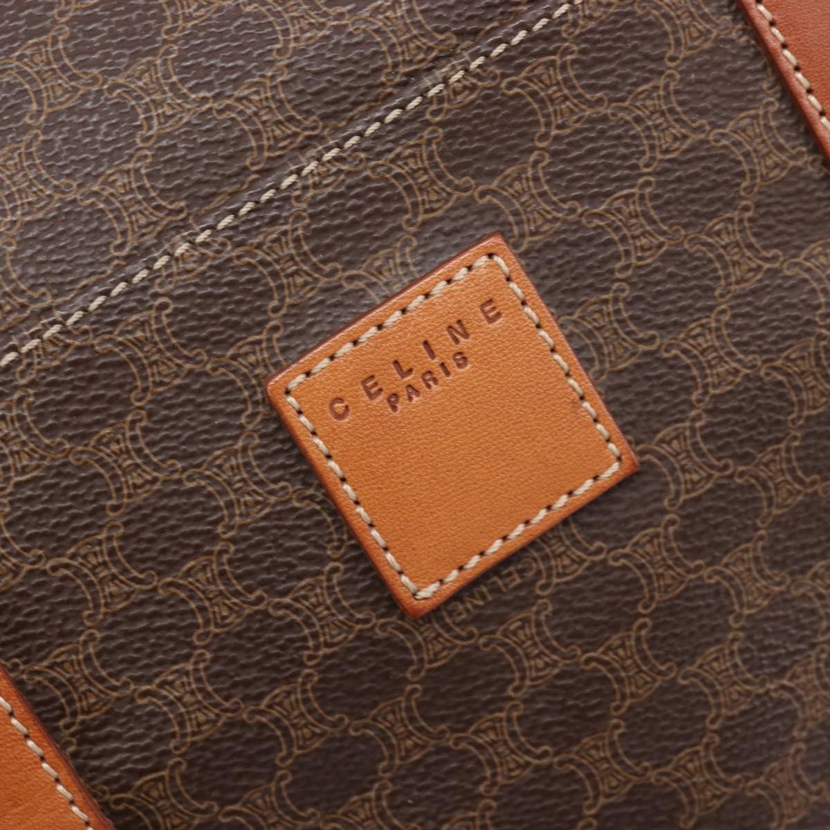 Celine Boston Triomphe Coated Canvas, Brown, Canvas, Handbag