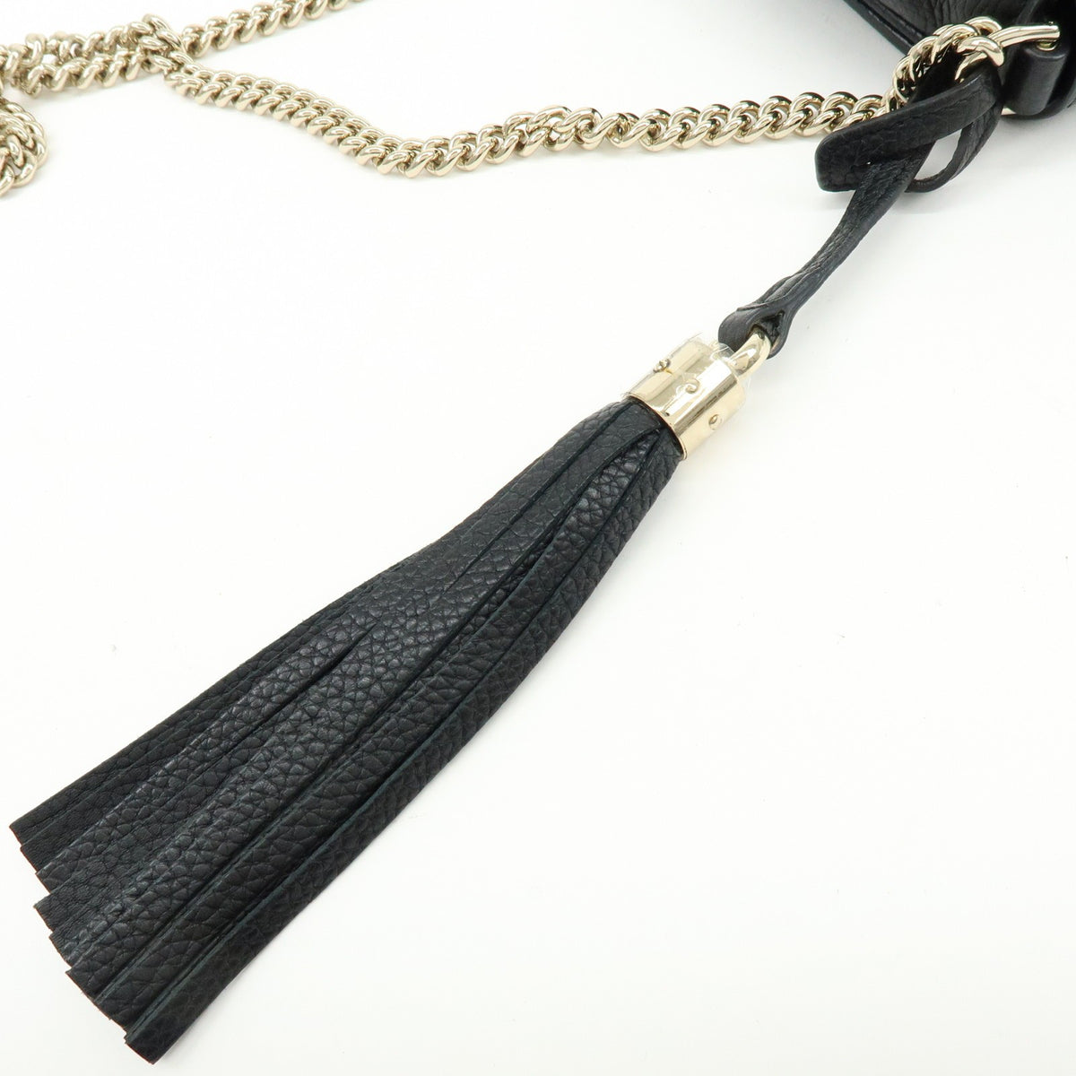 Gucci Soho Chain Leather, Black, Calfskin, Crossbody Bag