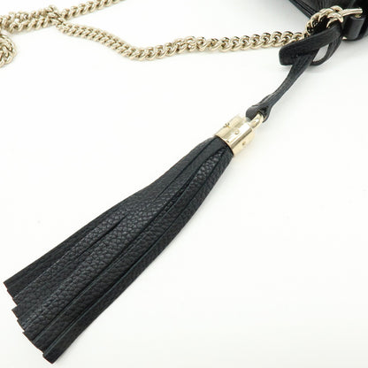 Gucci Soho Chain Leather, Black, Calfskin, Crossbody Bag