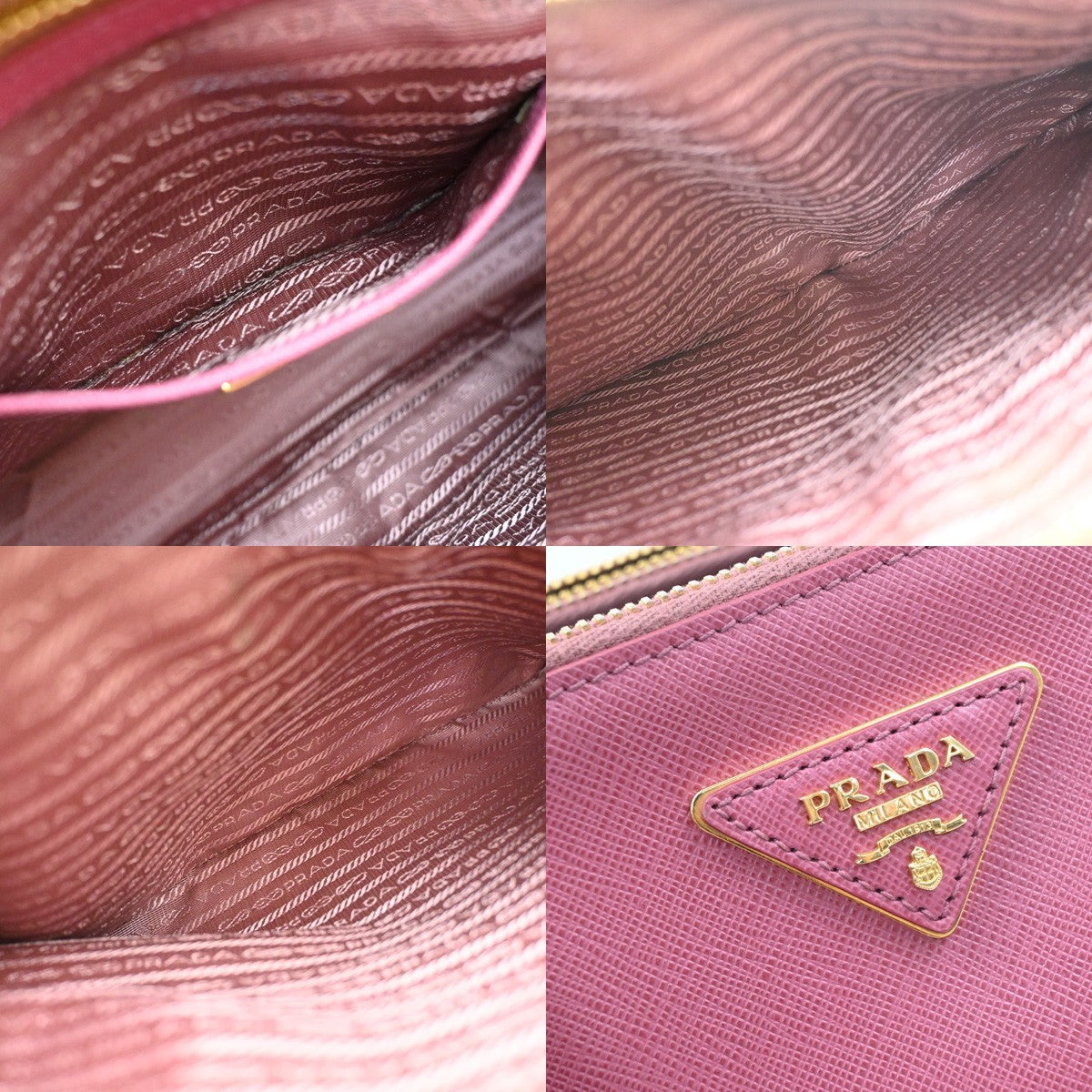 Prada Double Zip Lux Convertible Tote Saffiano Leather, Pink, Leather, Tote Bag