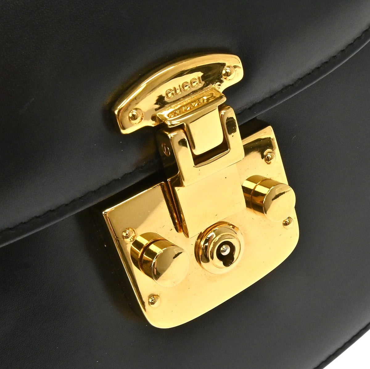 Gucci Lady Lock Satchel Leather, Black, Leather, Handbag