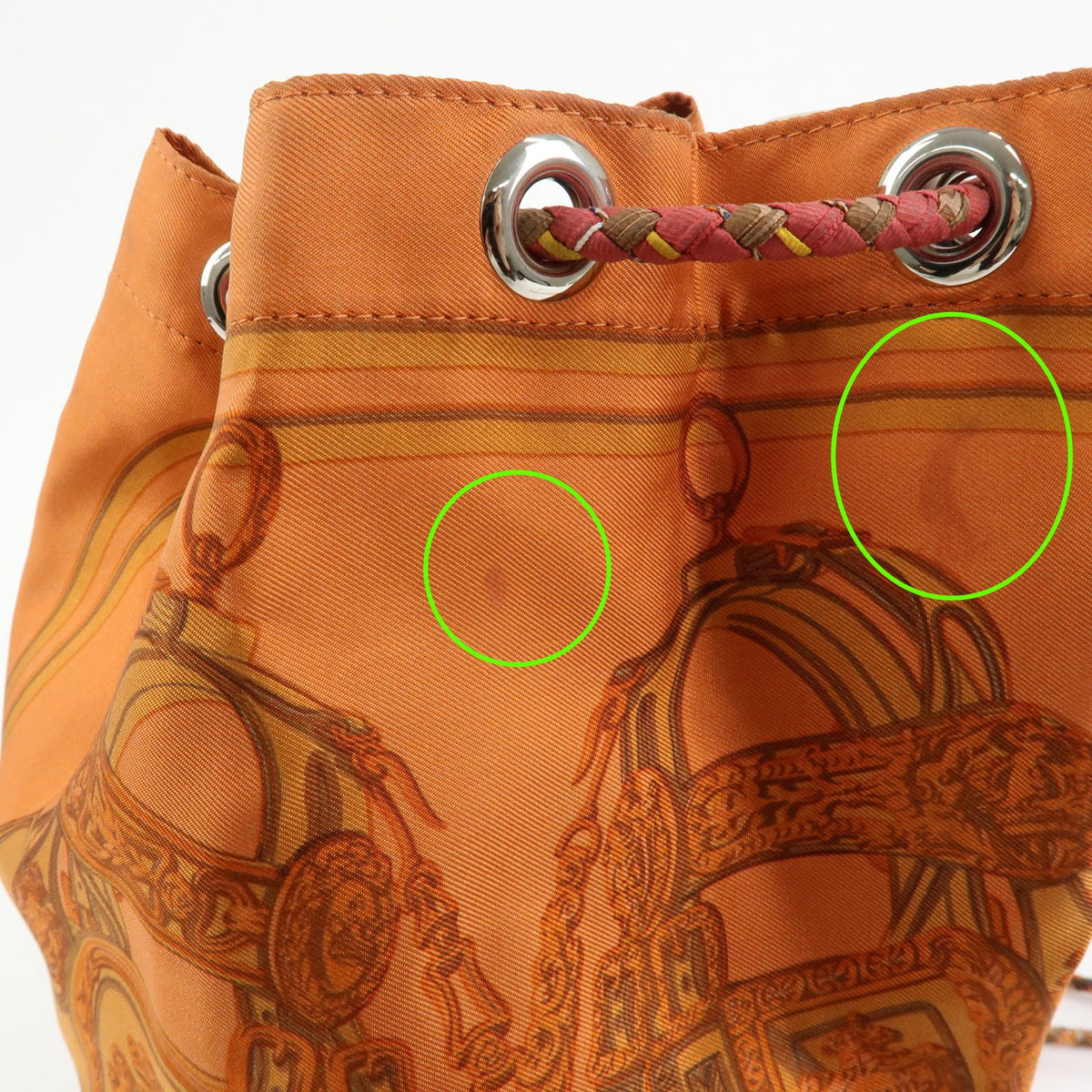 Hermes Soie Cool Printed Silk and Calfskin, Orange, Silk, Handbag