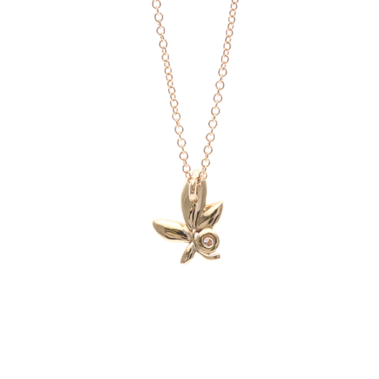 Tiffany & Co. Paloma Picasso Olive Leaf Pendant 18K Rose Gold with Diamond, Gold, Pink Gold, Necklace