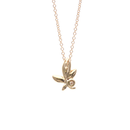 Tiffany & Co. Paloma Picasso Olive Leaf Pendant 18K Rose Gold with Diamond, Gold, Pink Gold, Necklace