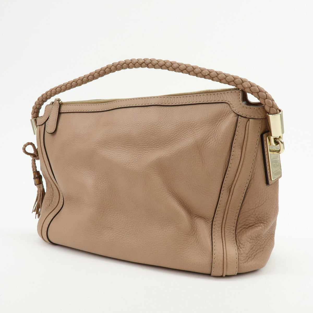 Gucci Bella Zip Leather, Beige, Leather, Tote Bag