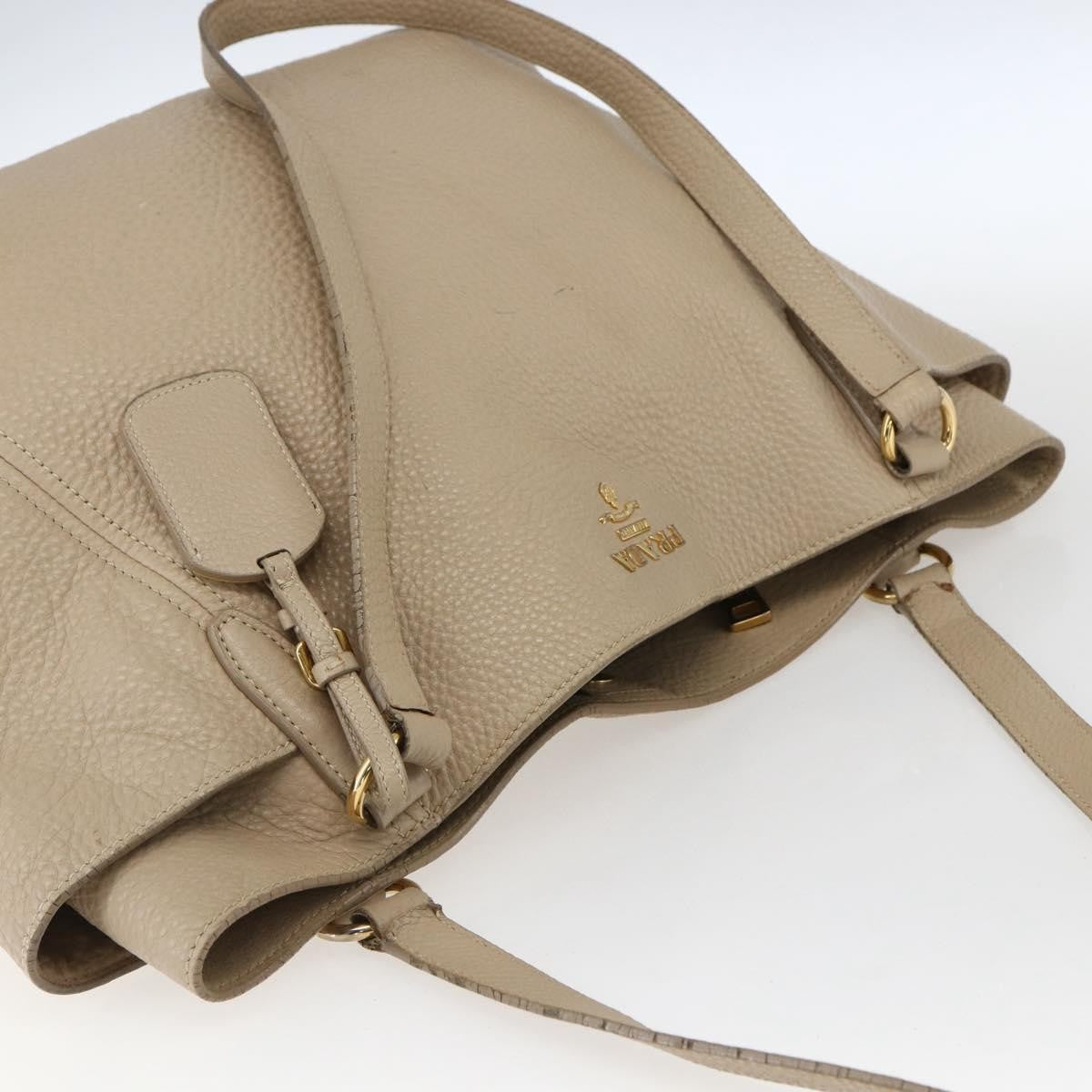 Prada Side Pocket Convertible Vitello Daino, Beige, Leather, Tote Bag
