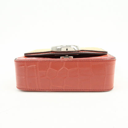 Chloe C Flap Crocodile Embossed Leather, Multicolour, Leather, Handbag